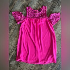 As U Wish Pink Lace Cold Shoulder Dress